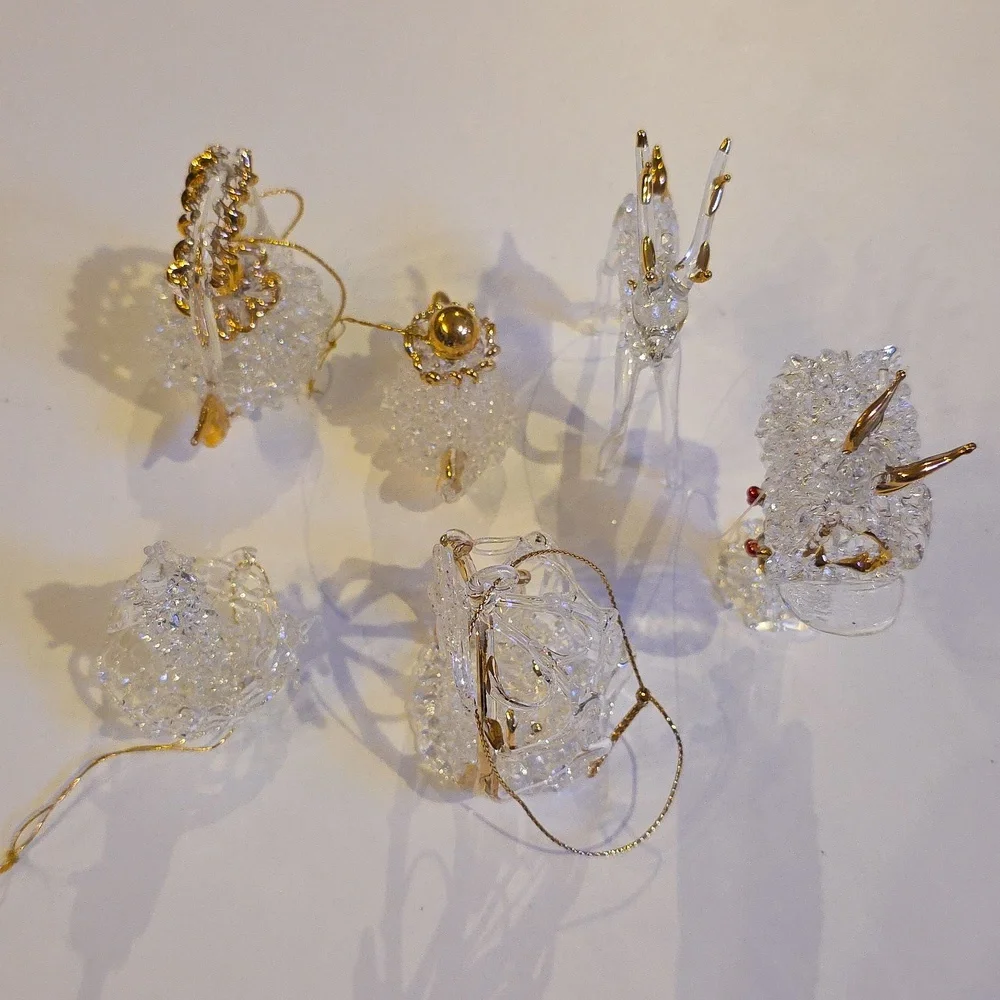 Gold Christmas Ornaments - Elegant Clear and Gold Style Ornament Set